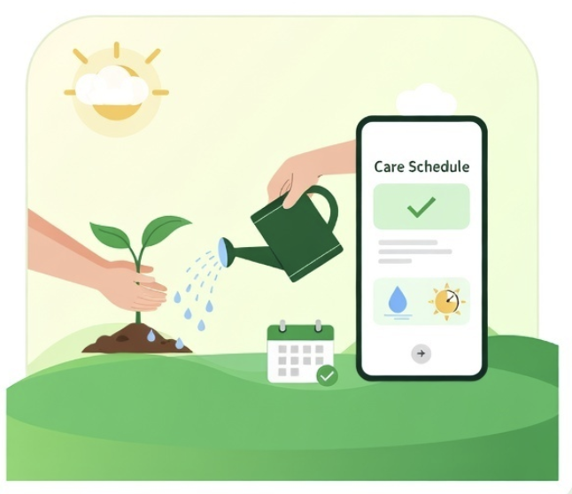 Tree care and growth illustration